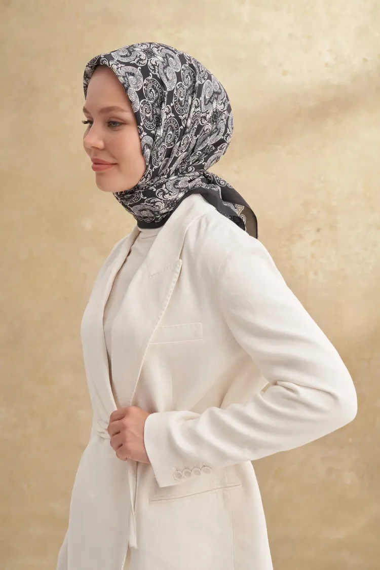 ARMANDA - 3151 Gaina Desen Eşarp - Siyah