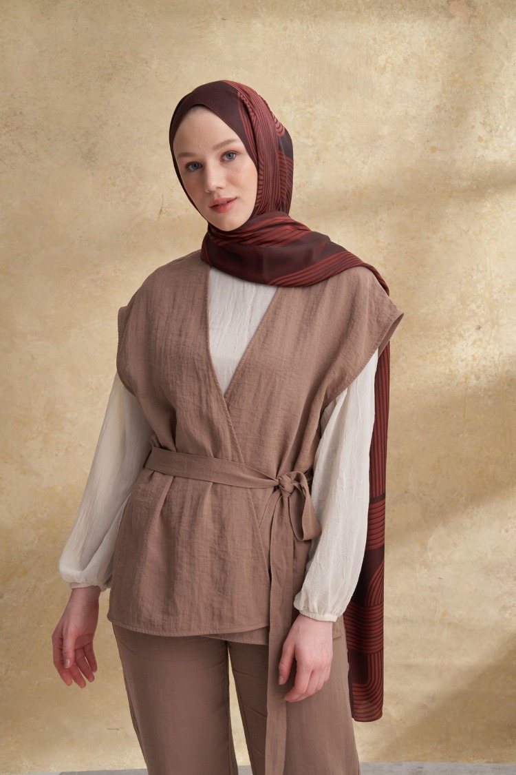 Armanda - 3305 Fiori Jakar Line Desen - Kahve