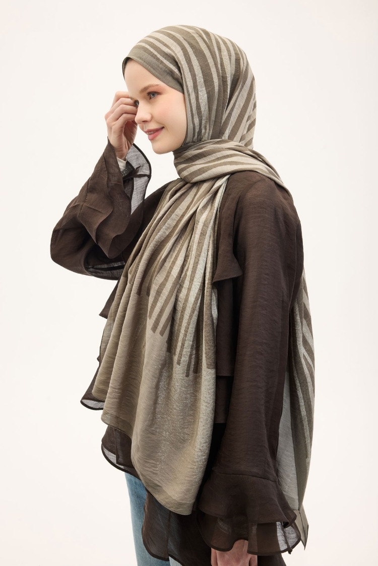 SİLK HOME - Urban Hours Orya Haki Mayda Şal 190x70