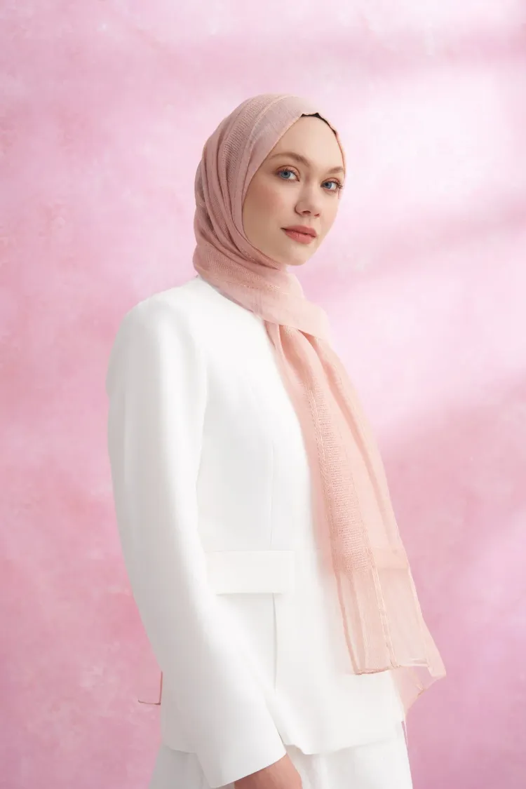 ARMANDA - 3324 İpekli Ruby Şal - Pudra