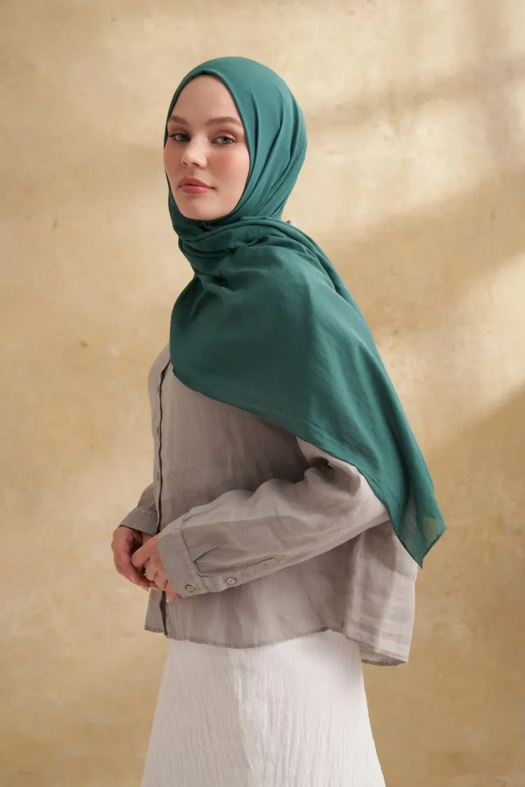 ARMANDA - 3009 Rustik Pamuksu Şal - Zümrüt