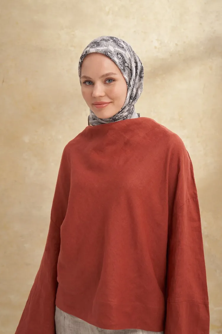 ARMANDA - 3151 Gaina Desen Eşarp - Gümüş