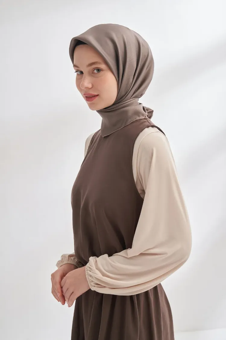 ARMANDA - 4400 Premium Twill İpek Eşarp - Koyu Vizon