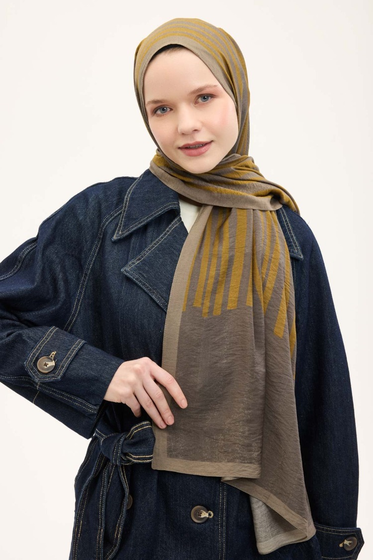 SİLK HOME - Urban Hours Orya Olive Mayda Şal 190x70