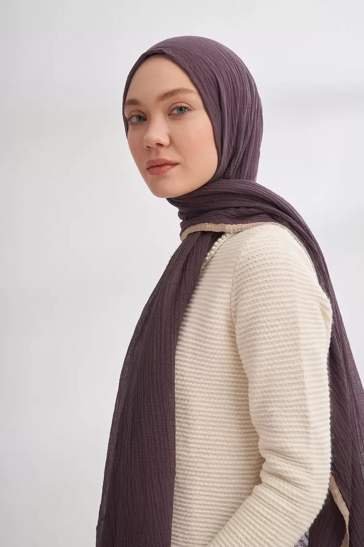 ARMANDA - 3352 Müslin Biyeli Şal - Lavanta