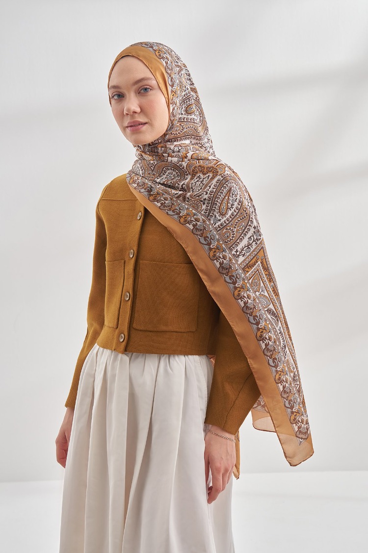 ARMANDA - 6035 Pashmina Desen Şal - Dore