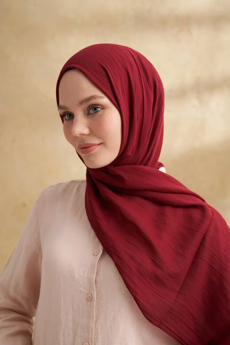 ARMANDA - 3009 Rustik Pamuksu Şal - Bordo