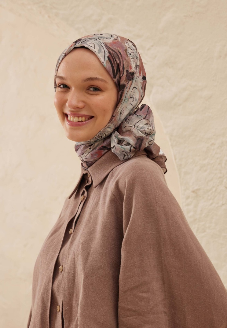 FRESH SCARFS - Linda Desen Rami Şal - Gül Kurusu