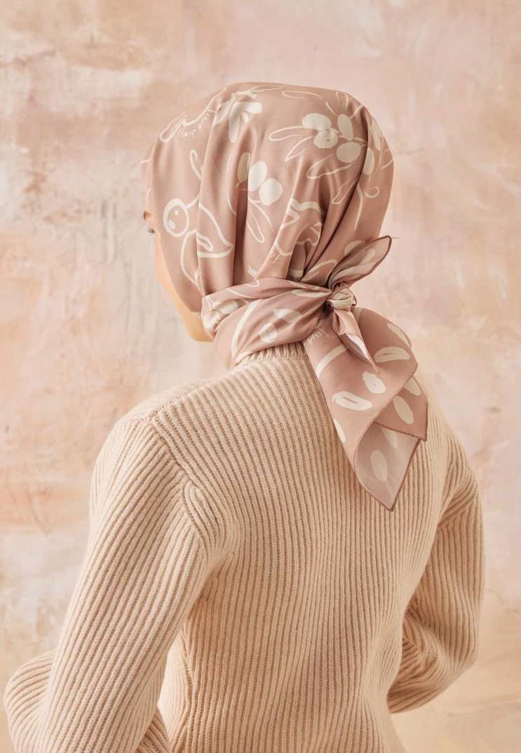 Fresh Scarfs - Luna Desen Pamuk İpek Eşarp - Pudra