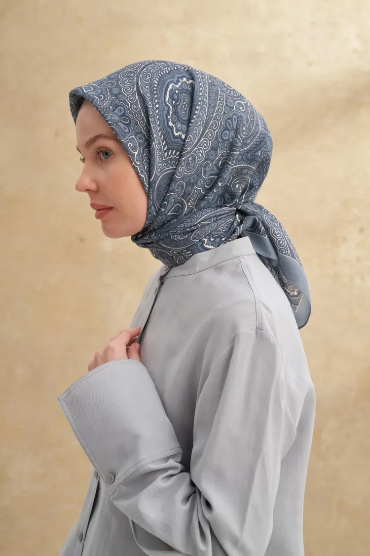 ARMANDA - 3156 Ayesha Desen Eşarp - İndigo