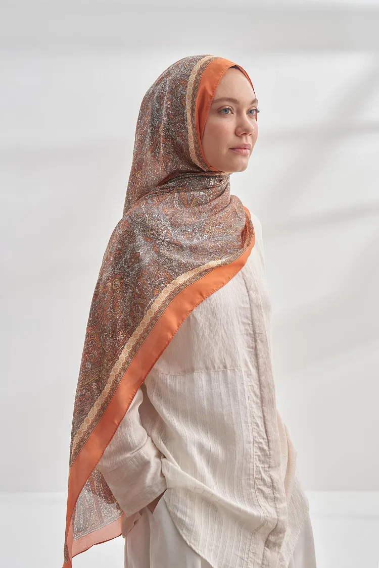 ARMANDA -6036 Etnik Desen Şal - Turuncu