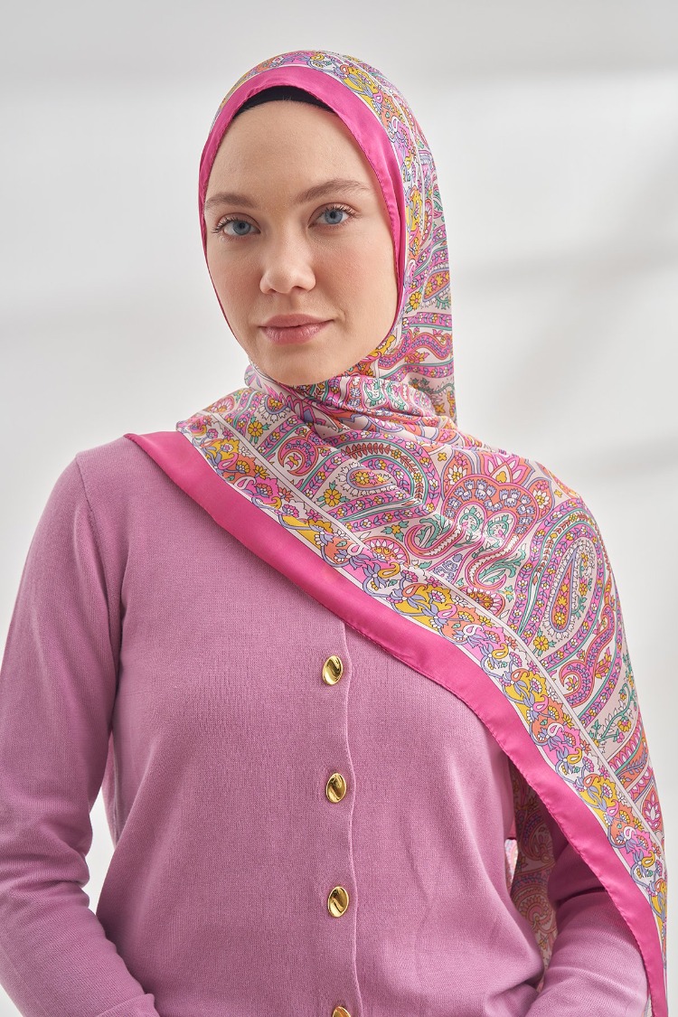 ARMANDA - 6035 Pashmina Desen Şal - Pembe Fuşya