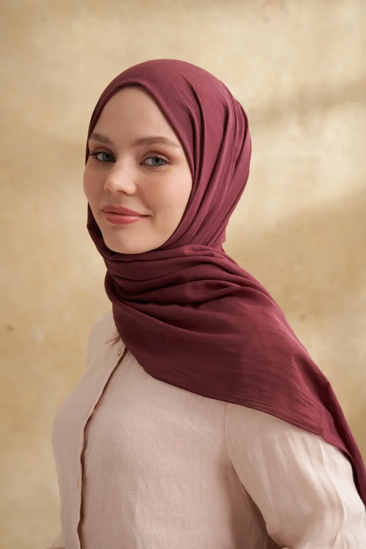 ARMANDA - 3009 Rustik Pamuksu Şal - Burgundy