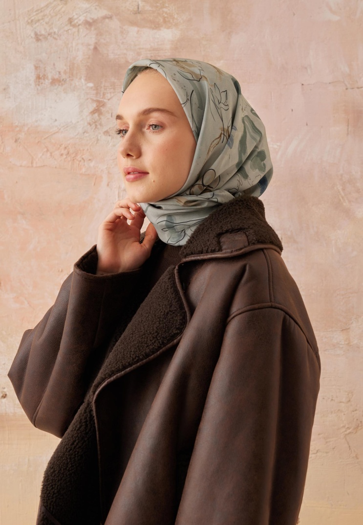FRESH SCARFS - Hera Desen Pamuk İpek Eşarp - Mint Yeşili