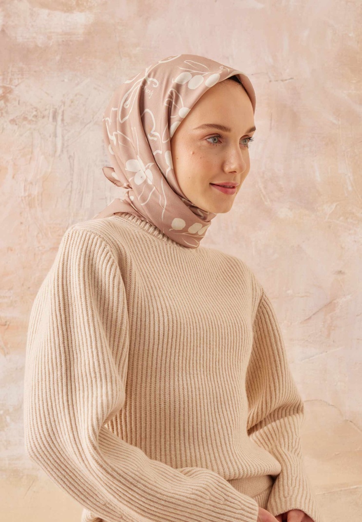 Fresh Scarfs - Luna Desen Pamuk İpek Eşarp - Pudra