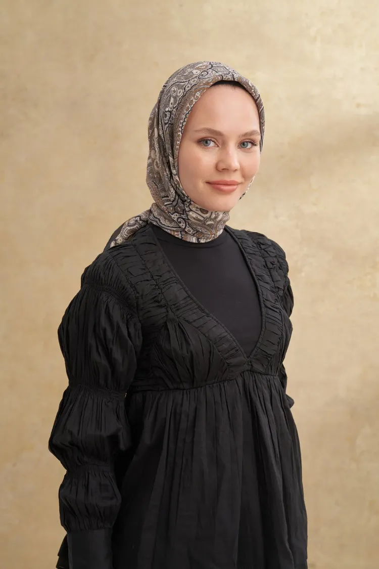 ARMANDA - 3156 Ayesha Desen Eşarp - Siyah Dore