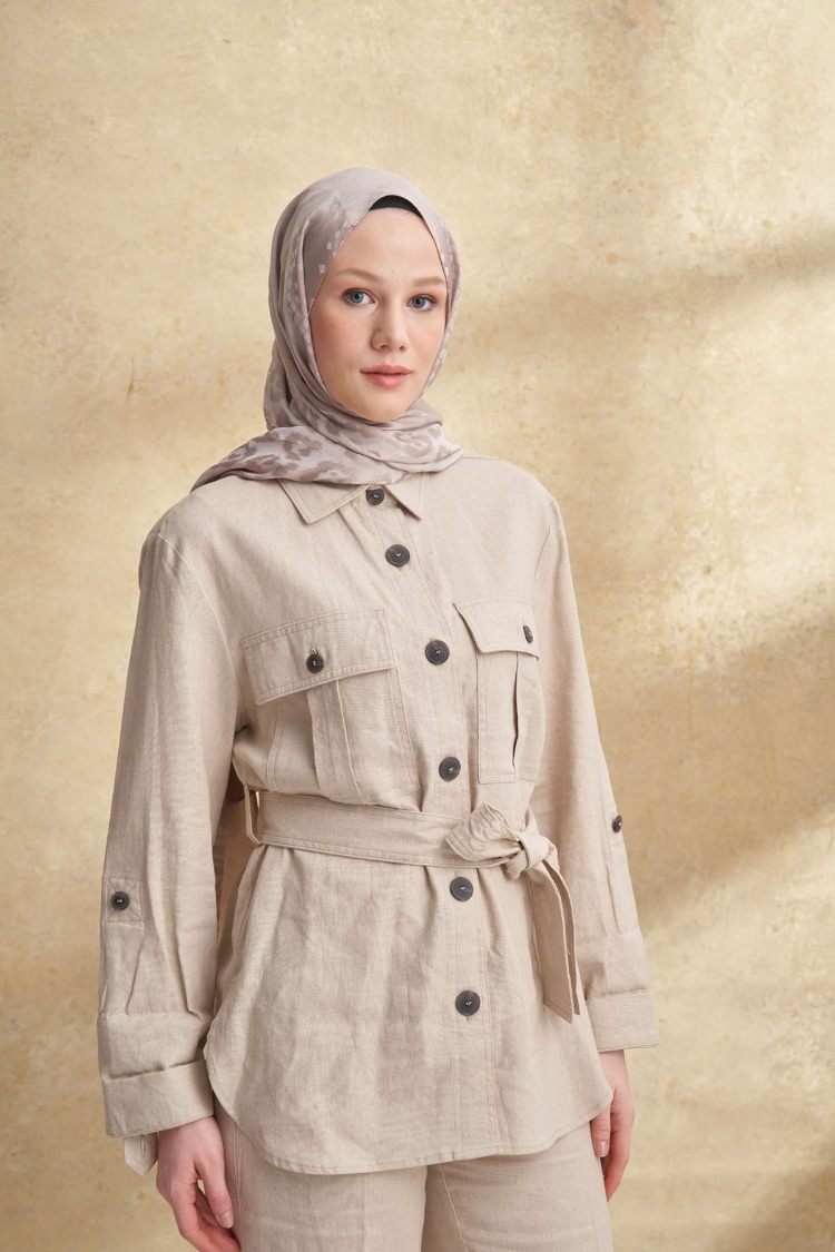Armanda - 3304 Fiori Jakar Leopar Desen - Vizon