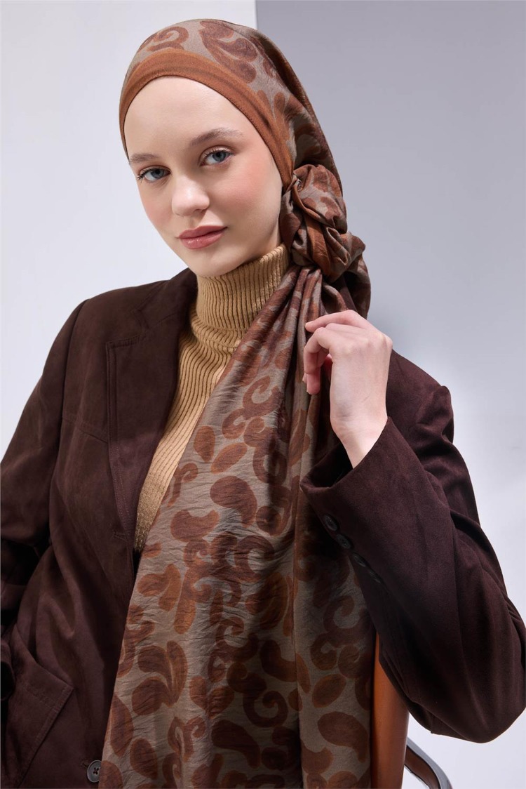 SİLK HOME - Urban Hours Harmony Taba Mayda Şal 190X70