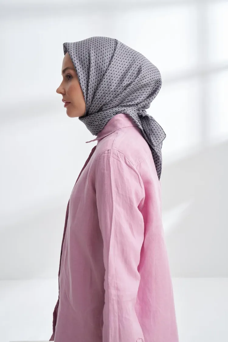 ARMANDA - 4303 NOIRE DESEN TWILL İPEK EŞARP - Füme