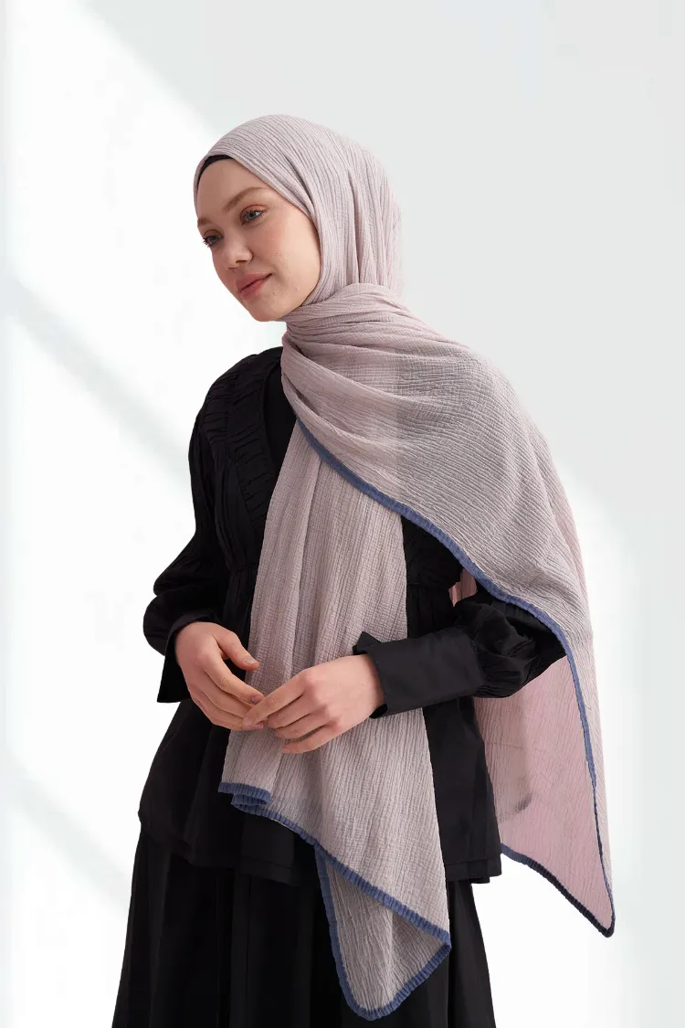 ARMANDA - 3352 Müslin Biyeli Şal - Duman