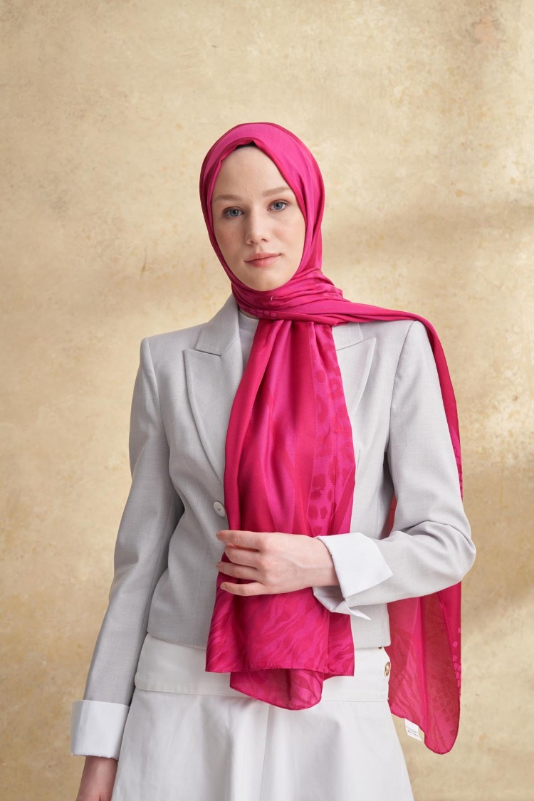 Armanda - 3304 Fiori Jakar Leopar Desen - Fuşya