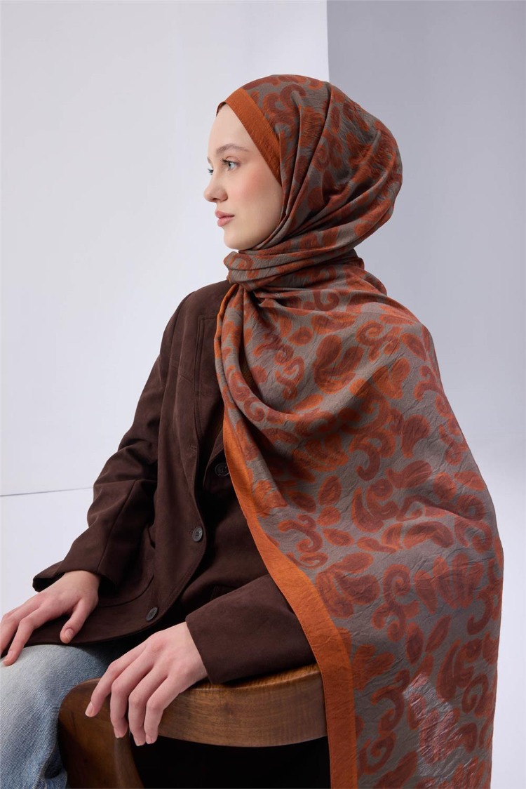 SİLK HOME - Urban Hours Harmony Yeşil Gri Mayda Şal 190X70
