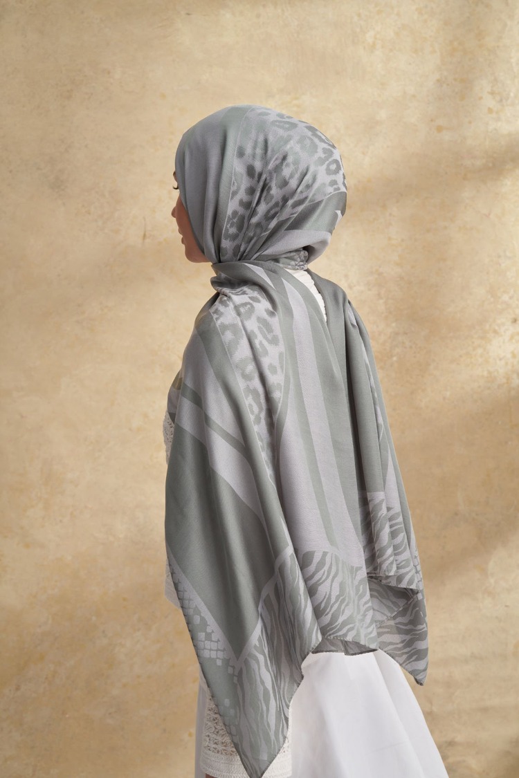 Armanda - 3304 Fiori Jakar Leopar Desen - Keten Yeşili