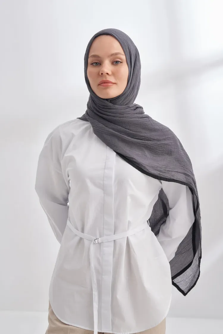 ARMANDA - 3352  Müslin Biyeli Şal - Antrasit