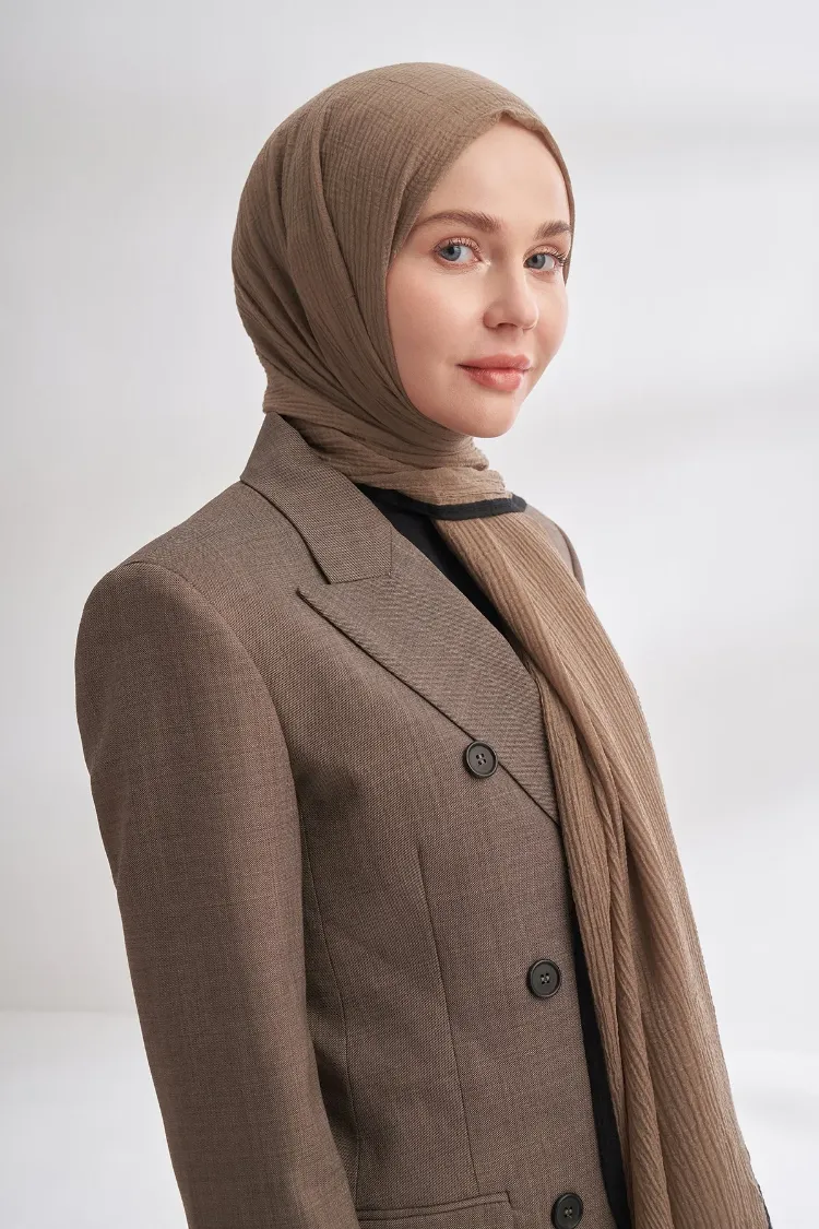 ARMANDA - 3352 Müslin Biyeli Şal - Kül