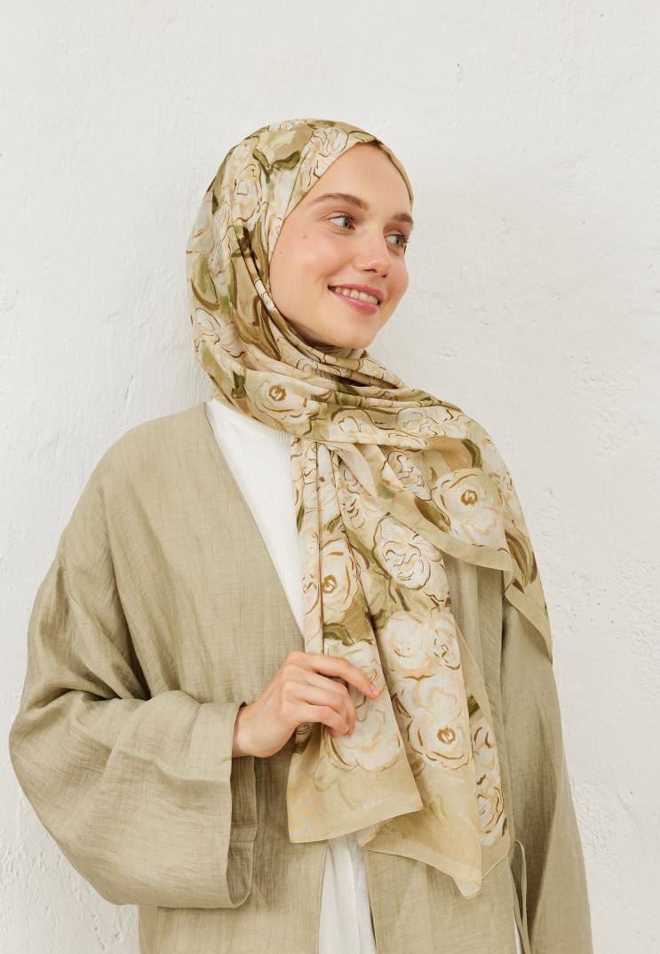 FRESH SCARFS - Linda Desen Rami Şal - Toprak