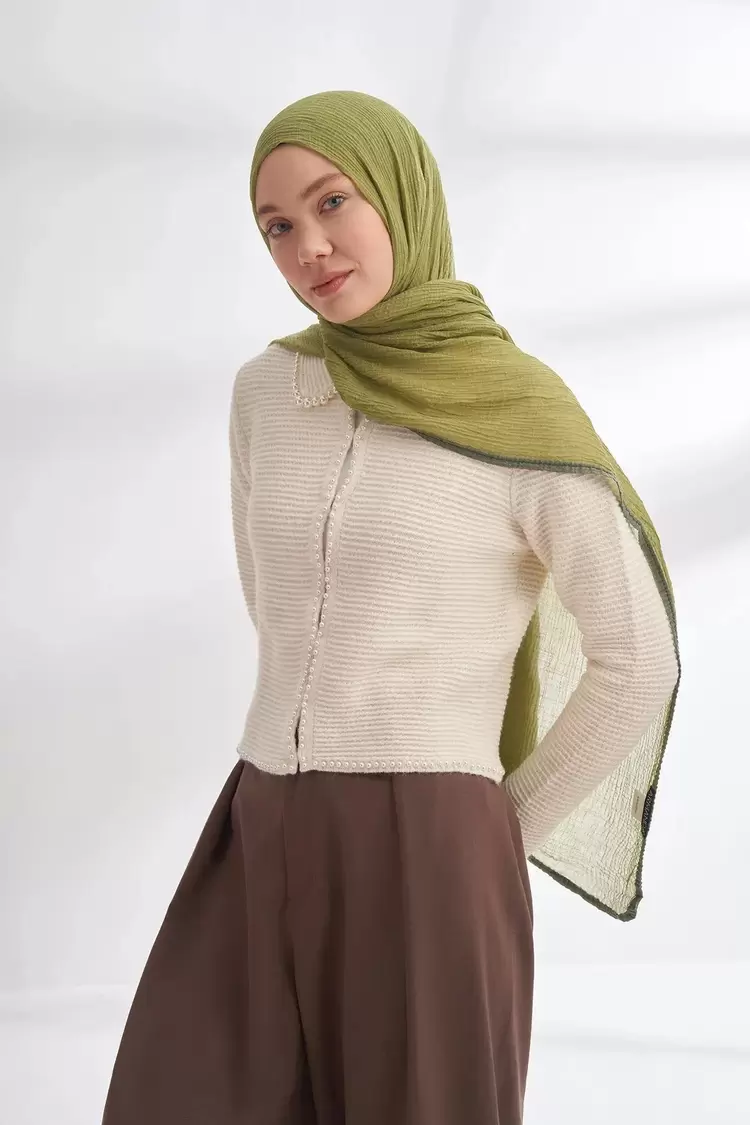 ARMANDA - 3352  Müslin Biyeli Şal - OLİVE