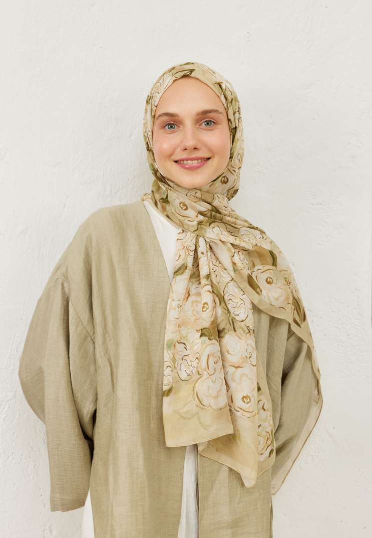 FRESH SCARFS - Linda Desen Rami Şal - Toprak