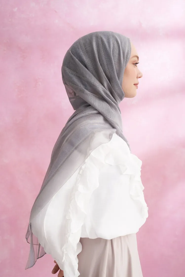 ARMANDA - 3324 İpekli Ruby Şal - Gümüş