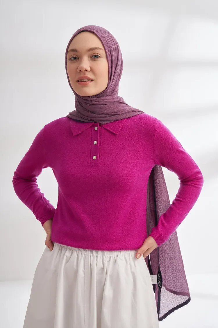 ARMANDA - 3352 Müslin Biyeli Şal - Leylak