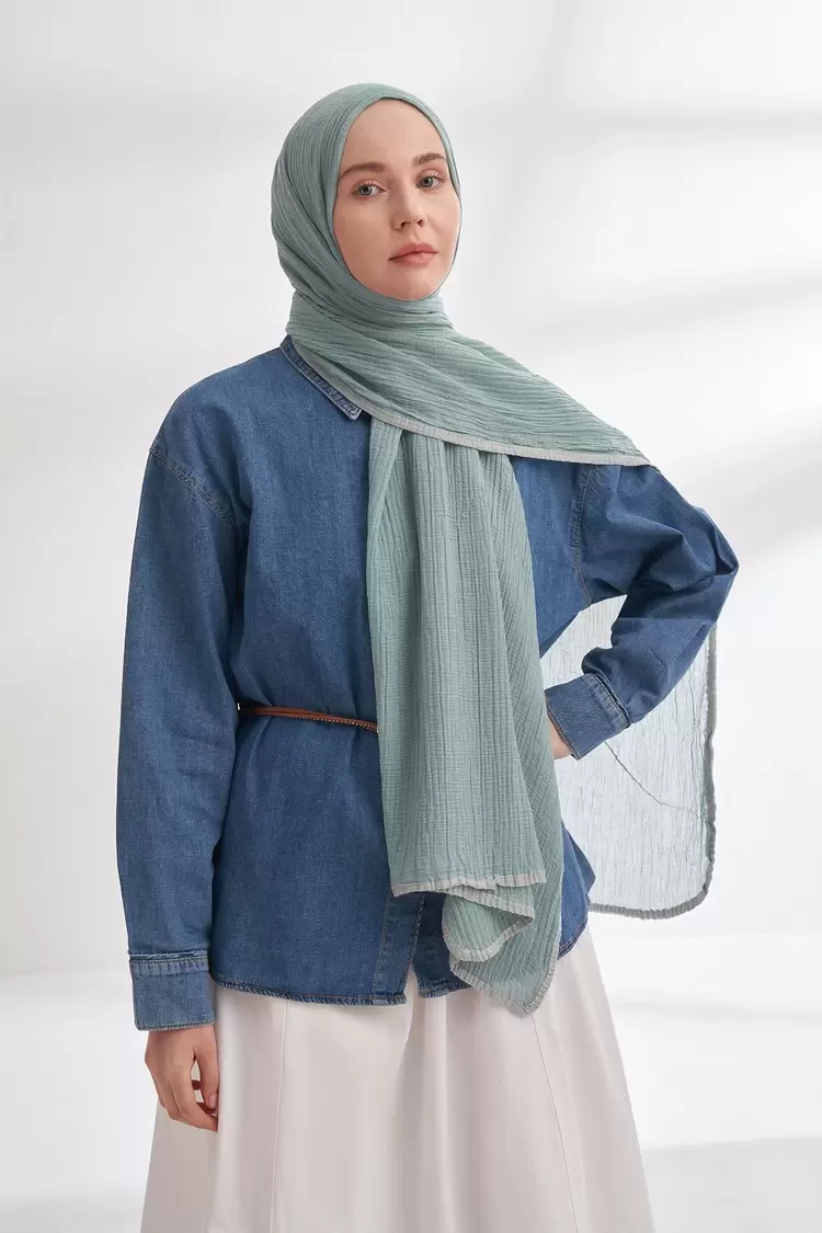 ARMANDA -  3352  Müslin Biyeli Şal - Mint Yeşili
