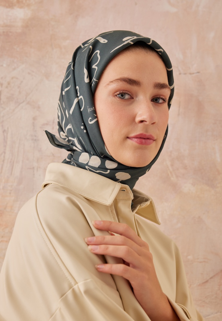 Fresh Scarfs - Luna Desen Pamuk İpek Eşarp - Yeşil