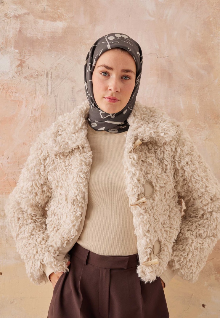 Fresh Scarfs - Luna Desen Pamuk İpek Eşarp - Acı Kahve