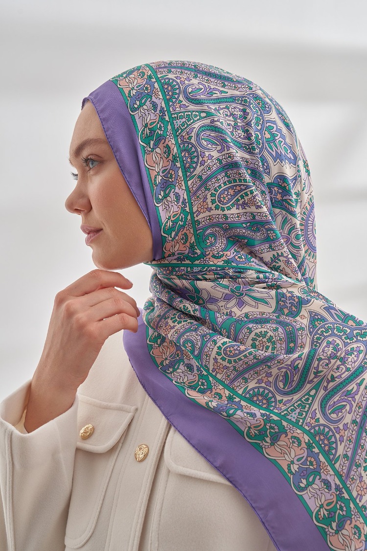 ARMANDA - 6035 Pashmina Desen Şal - Leylak