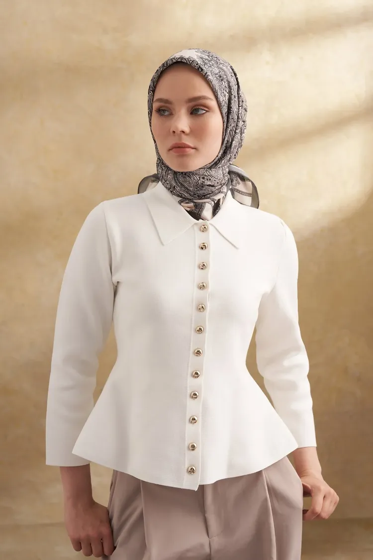 ARMANDA - 3152 Jardın Desen Eşarp - Koyu Gri