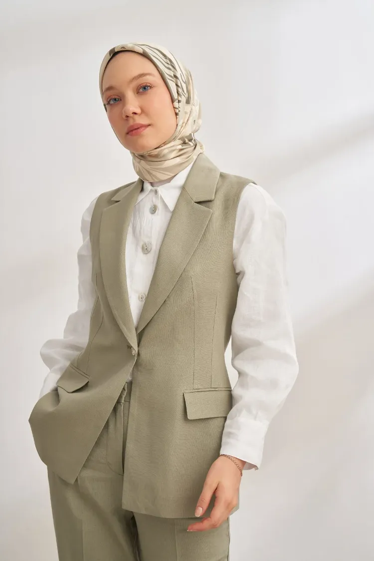 ARMANDA - 4351 Dahlia Desen Twill İpek Eşarp - Çağla Yeşili