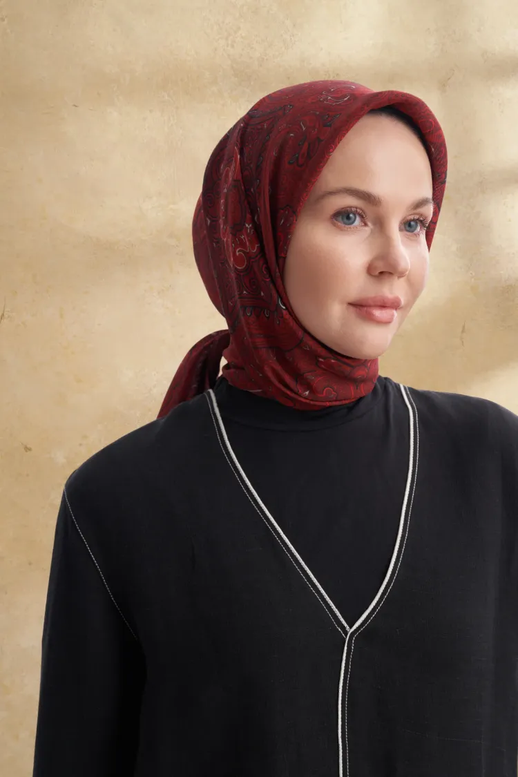 ARMANDA - 3156 Ayesha Desen Eşarp - Bordo