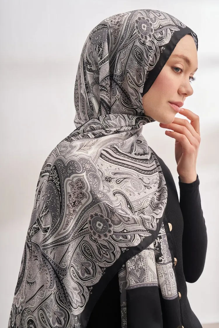 ARMANDA - 4456 Mystic Desen Şal - Siyah Gri