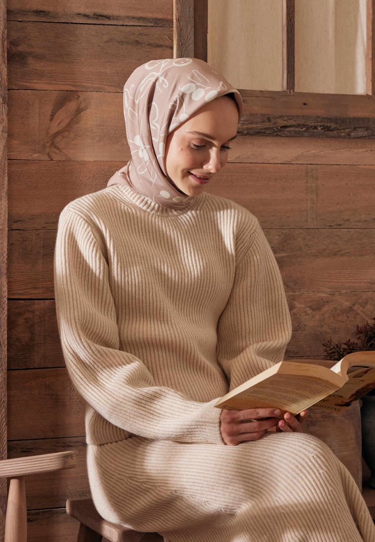 Fresh Scarfs - Luna Desen Pamuk İpek Eşarp - Pudra