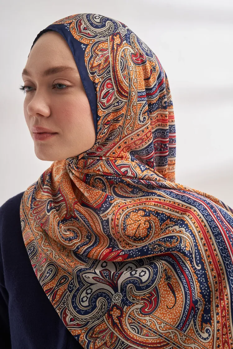 ARMANDA - 4456 Mystic Desen Şal - Lacivert Dore