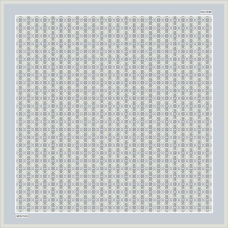 ARMANDA - 4350 Soil Desen Twill İpek Eşarp - Gri