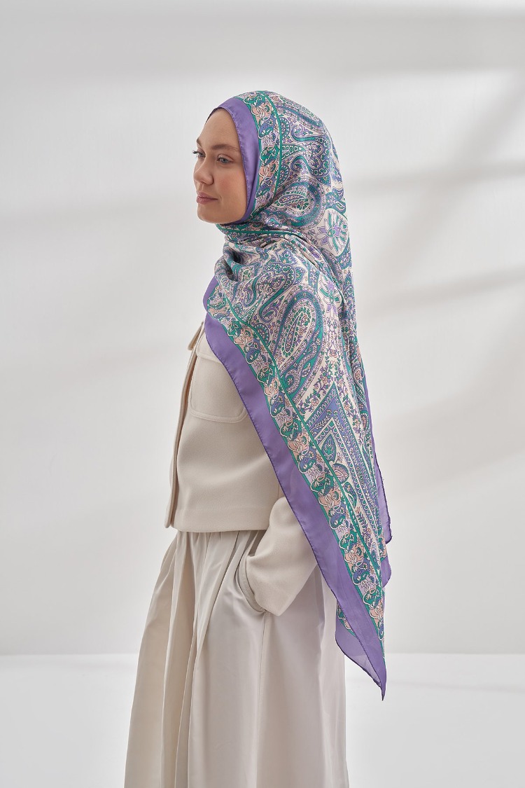 ARMANDA - 6035 Pashmina Desen Şal - Leylak
