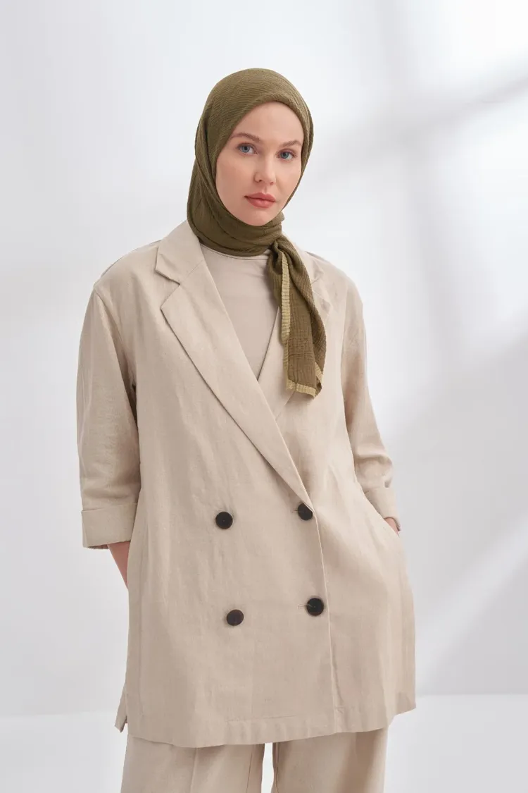 ARMANDA - 3353 Müslin Biyeli Eşarp - Haki