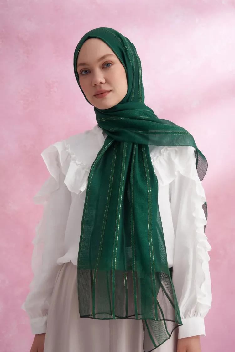 ARMANDA - 3324 İpekli Ruby Şal - Zümrüt