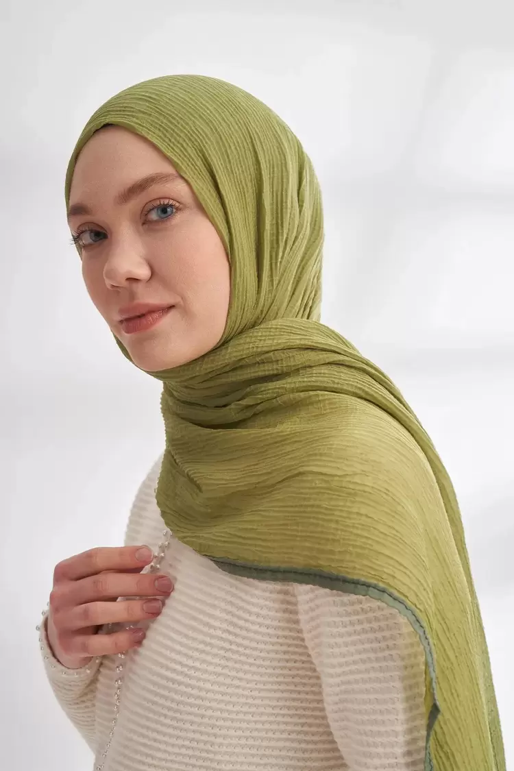 ARMANDA - 3352  Müslin Biyeli Şal - OLİVE