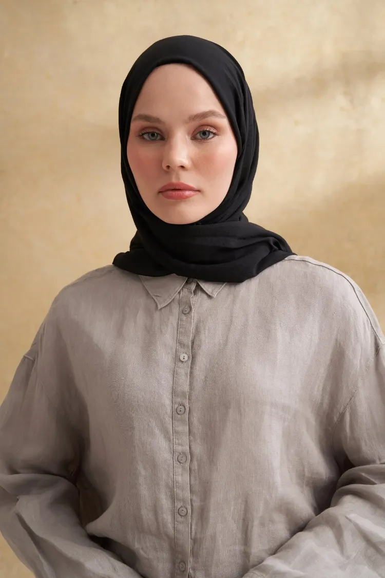 ARMANDA - 3009 Rustik Pamuksu Şal - Siyah